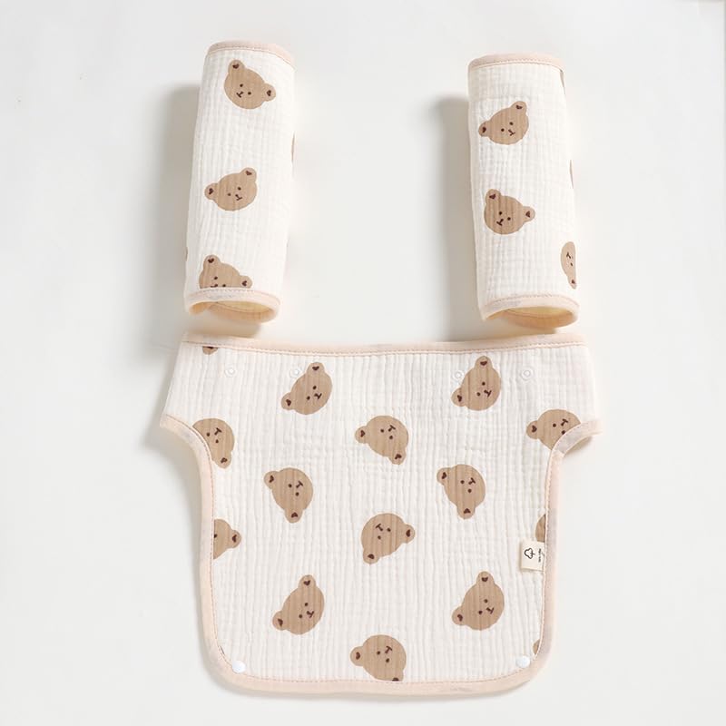 Baby Carrier Drool Chest and Drool Pad Set Belt Combed for Baby Simple Baby Gift for Boys and Cover, Protector, (3 Pieces) - Cover, 6-layer Cotton,