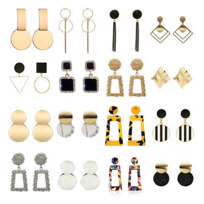 New Korean Heart Statement Drop Earrings  for Women Fashion Vintage Geometric Acrylic Dangle Hanging Earring Jewelry Ear Stu