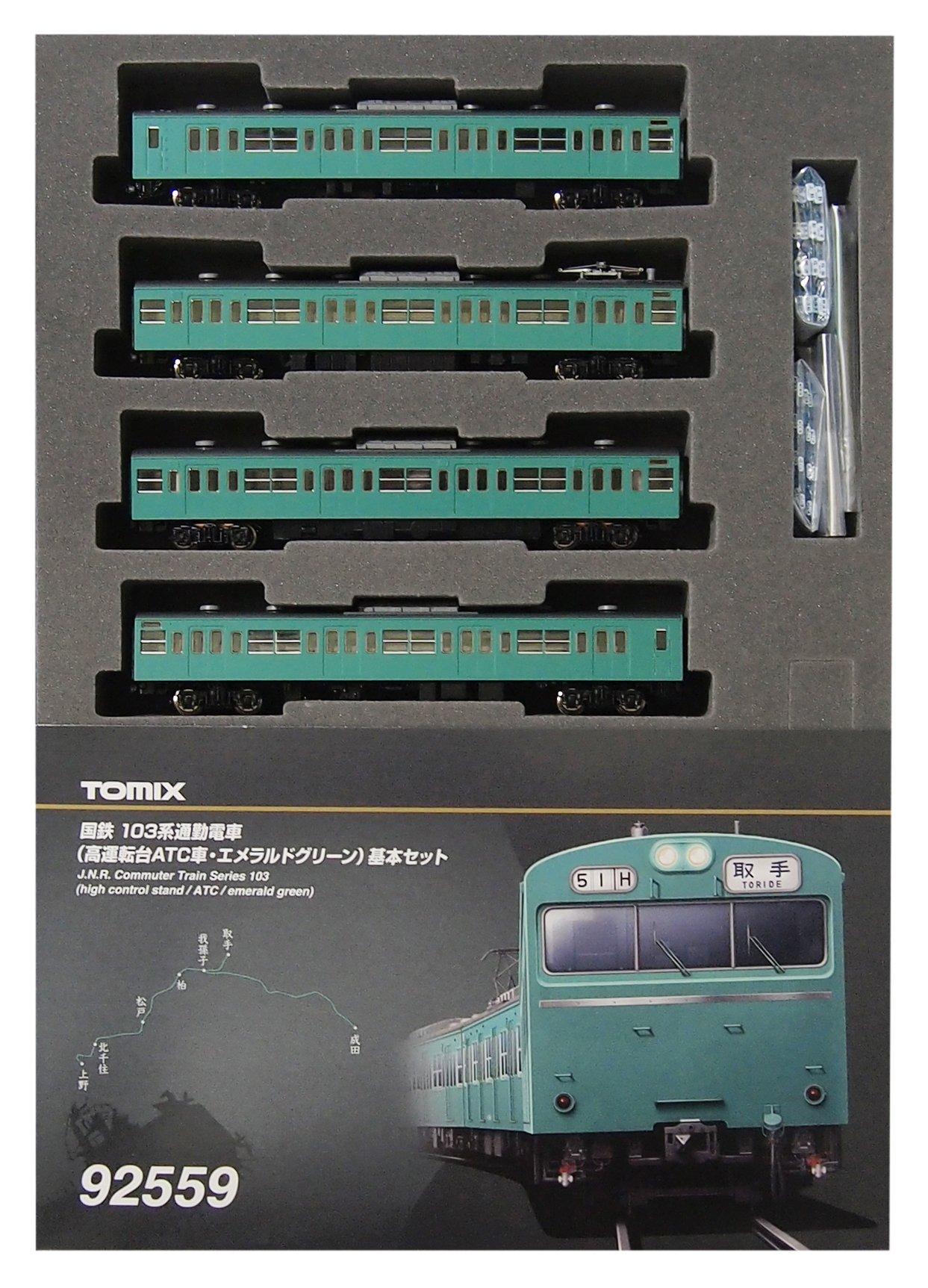 

TOMIX N Gauge 103 Series ATC Emerald Basic Set Model Train High-Cab Car, Green, 92559,