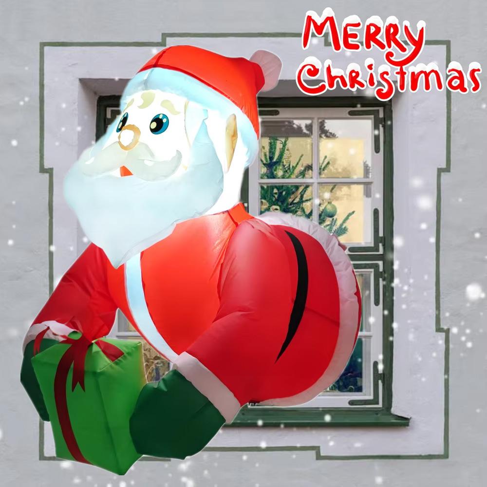 Inflatable Climbing Window Santa Claus with LED Lights Blow Up Christmas Decoration 2026 New Year Party Indoor Outdoor Garden