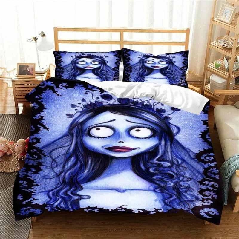 Love Animated Film Corpse Bride Bedding Set Single/Twin King Duvet Cover Home Bedroom Decor Bedspread Pillow Cover