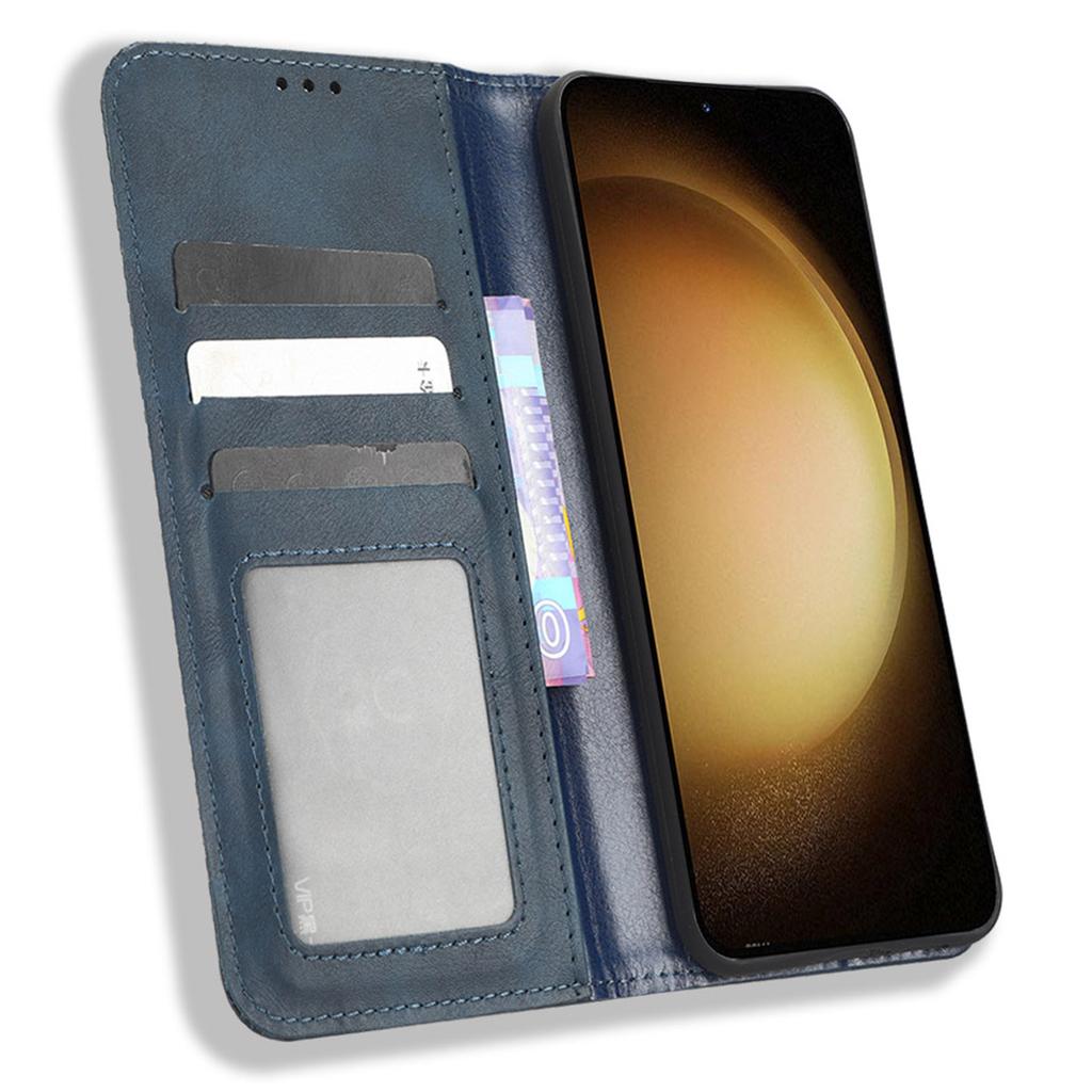 Retro Texture Phone Case for Samsung Galaxy S23,PU Leather Stand Wallet Cellphone Cover