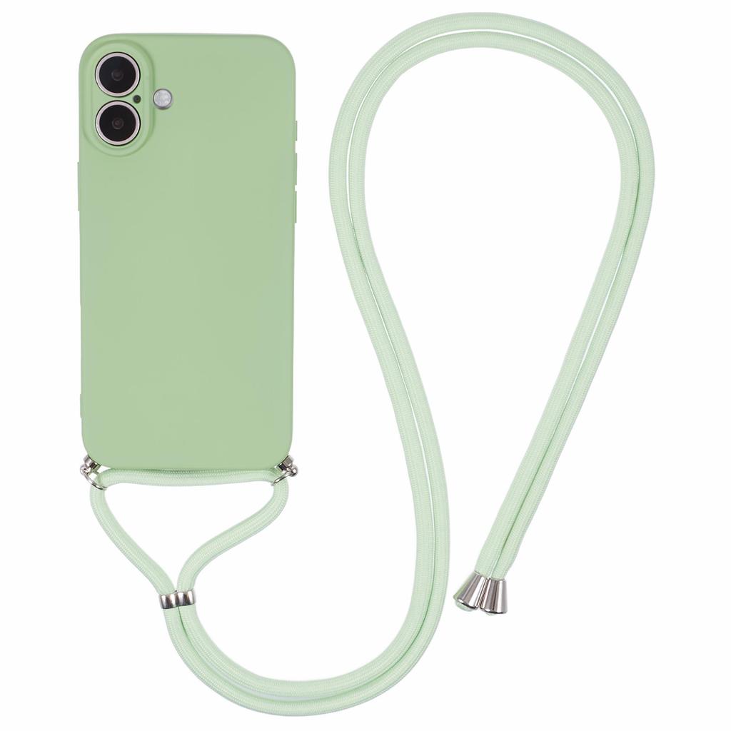 For iPhone 16 Plus Crossbody Case TPU Protective Phone Cover with Soft Fiber Lining