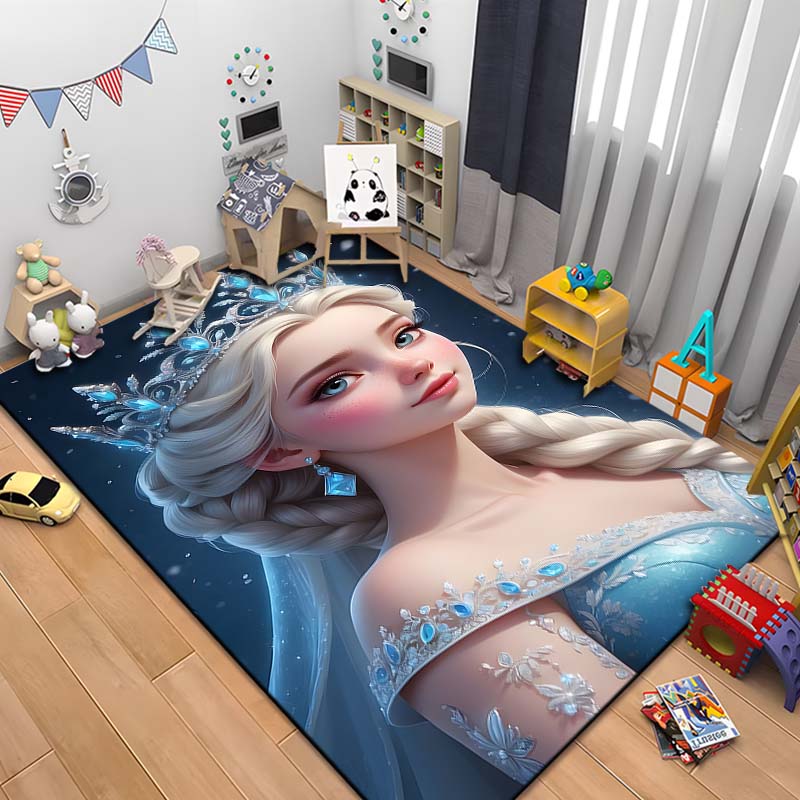 Snow Queen Frozen Elsa HD Printed Large Area Rug Carpet for Living Room Cartoon Children's Bedroom Sofa Doormat Floor Rug Gift