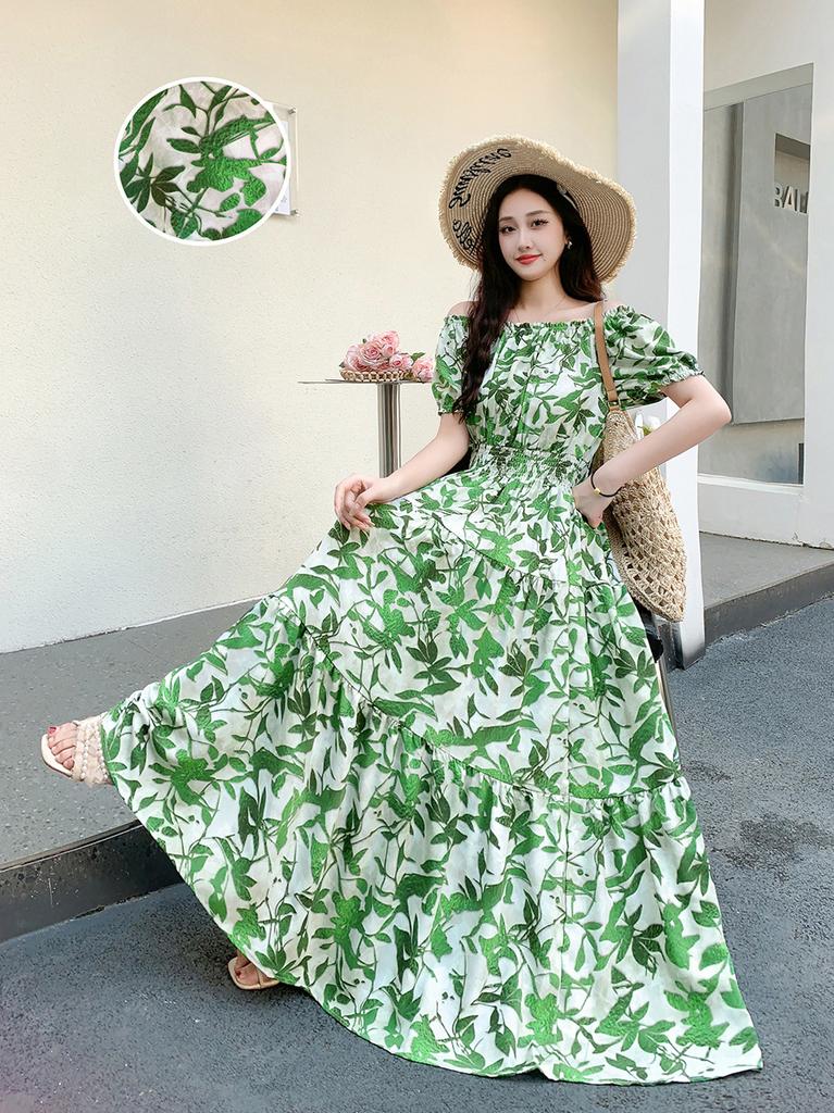 Seaside vacation beach dress cotton floral dress female shabahemi muslim