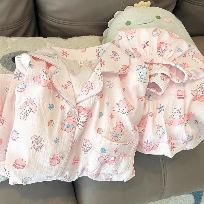 

Cute pink Melody pajamas women s summer new short-sleeved shorts beautiful girl loungewear can be worn outside the suit S
