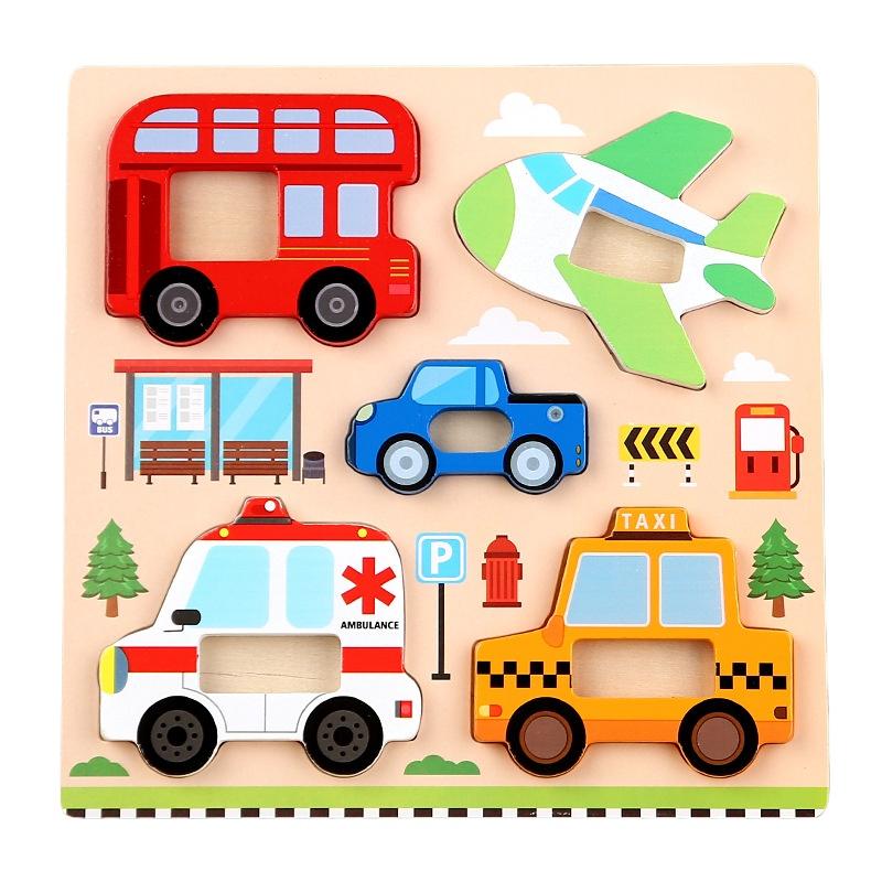 Montessori 3D Holzpuzzle Cartoon Tiere Muster Legespiel Kinder Lernspielzeug Geschenke für Kinder