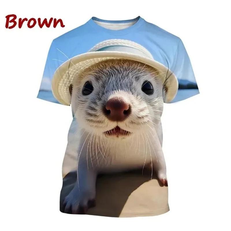 Summer 3D Printing Cute Animal Eurasian River Otte T Shirt Lutra Lutra Graphic T-shirts For Men Fashion Funny Tee Shirts