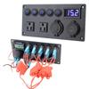 For Car Marine 5 Gang Toggle Switch with US Plug Socket LED Digital Voltmeter Dual USB Port Car Switch Panel 12V/24V