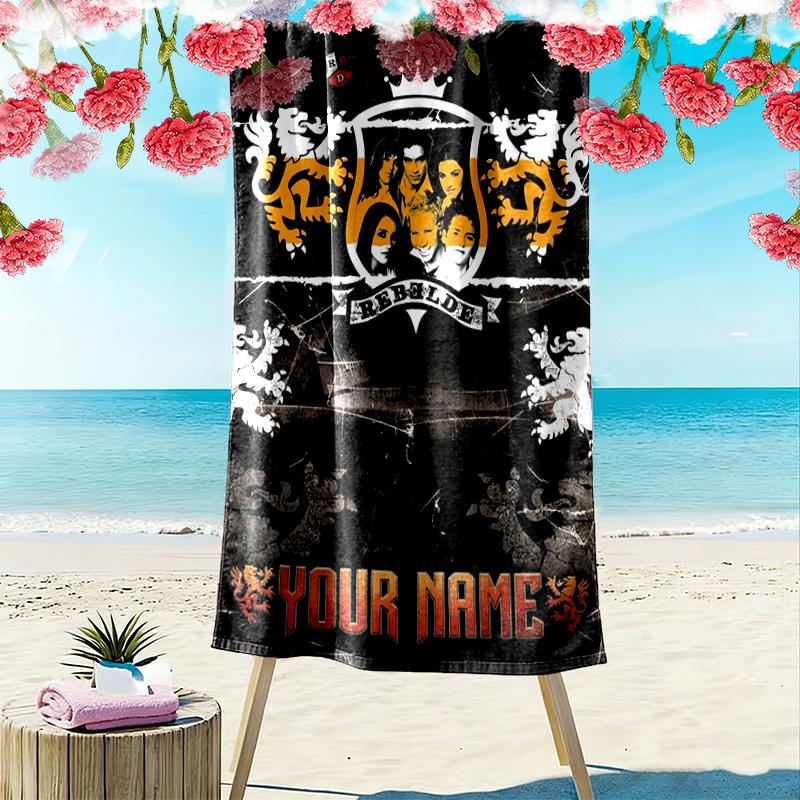 Name Custom RBD Band Print Beach Towel, Large Soft Quick Dry Towel for Beach Camping Swimming