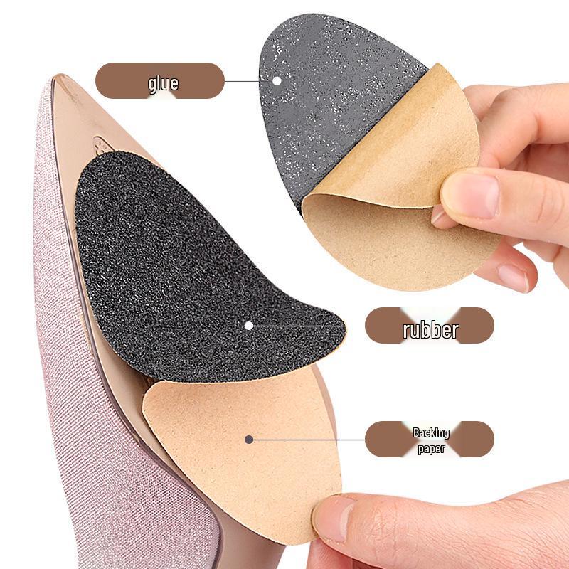 Peach Frosted Anti-slip Forefoot Shoe Sole Sticker for Women's Heels - Wear-resistant Black Protective Film