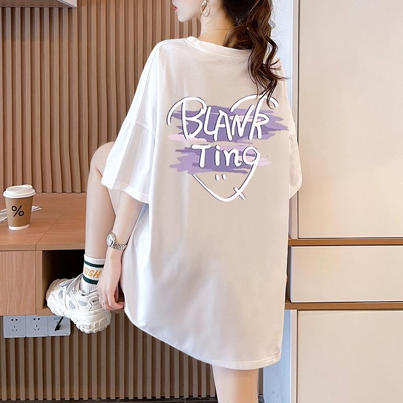Camiseta de Verano 2025 con Estampado Gráfico de Letra para Mujer Ropa Harajuku Algodón Puro Camiseta Oversize Ropa de Lujo para Mujer púrpura Tops Y2k streetwear
