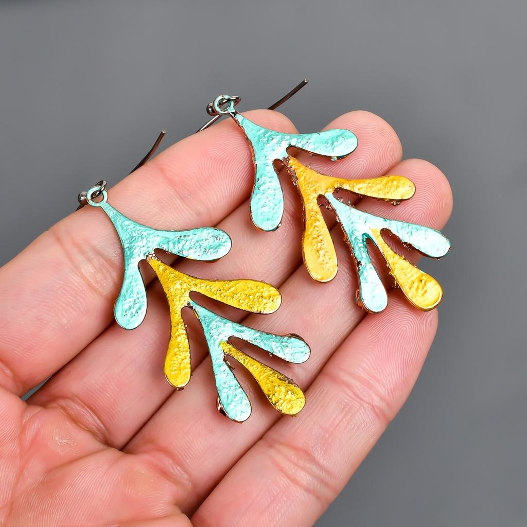 Carnelian Gemstone Drop Multi Electroformed Hook Earrings Jewelry Silver Finish V-99