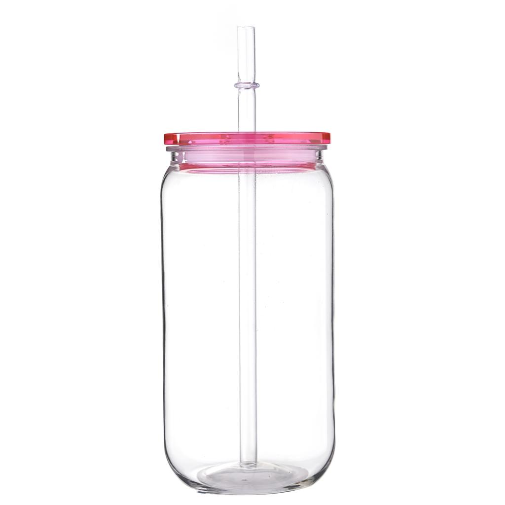 Vaso de plástico transparente con pajita y tapa de color Viene con pajita y tapa para vaso Puede Leche Café A prueba de derrames 16 OZ