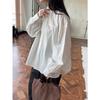 Louvre Korean Style Lantern Sleeve Round Neck Loose Shirt - Spring Fashion for Women