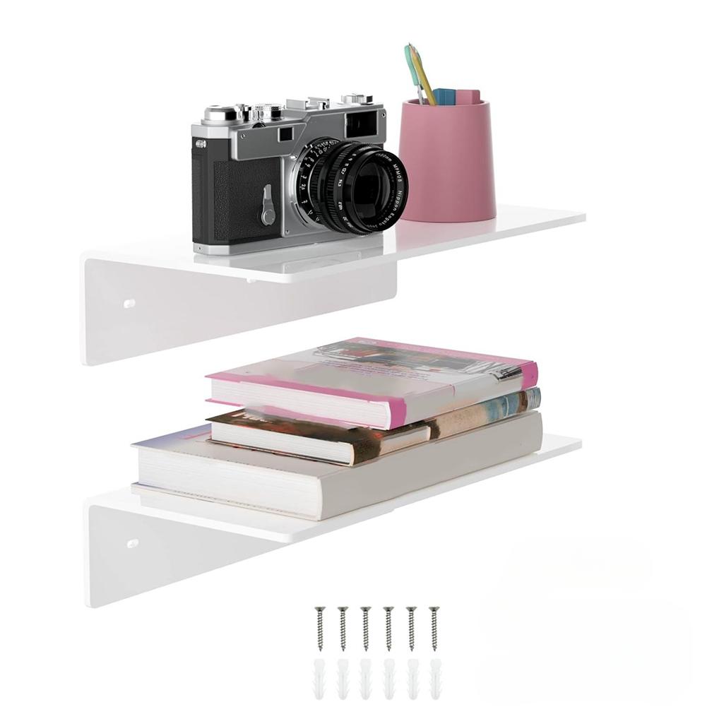 2PCS Acrylic Floating Shelves With Screw And Anchor 12inch Clear/white/Black Wall Mount For Home Décor! Home Storage Accessories