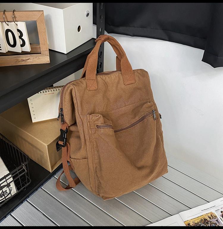 Preppy Backpack Large Aesthetic College Book Bag Retro Canvas Laptop Backpack Travel Rucksack Casual Daypack
