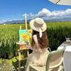 Bow Streamer Straw Hat Women's Summer Wide Brim Flat Top Hat Seaside Sunshade Sunscreen Hat Showing Face Small Sun Hat