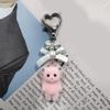 Cute Flocking Animal Keychain Cat Bear Doll Bowknot Pendant Keyring Accessories