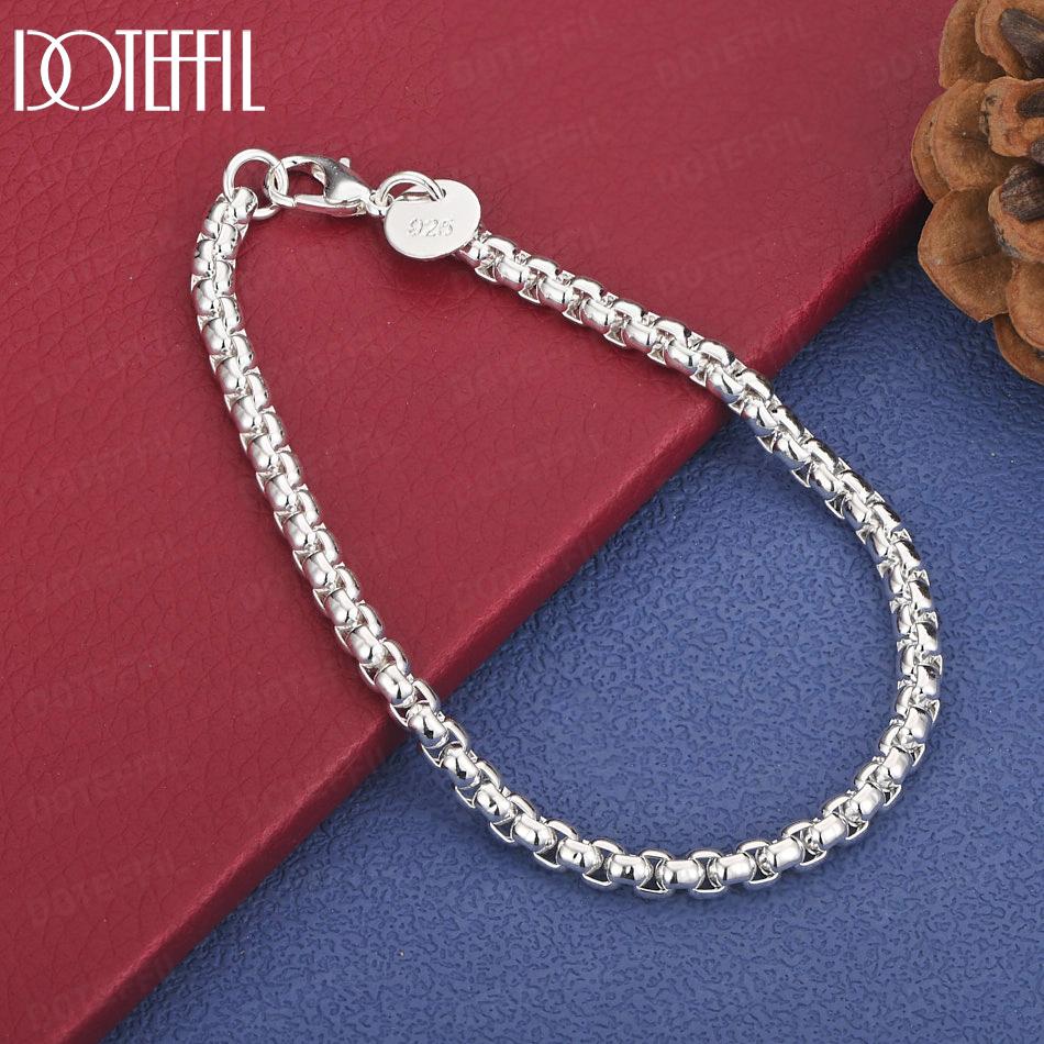 

Модный браслет из стерлингового серебра 925 пробы 4 мм Свадебные украшения 20cm