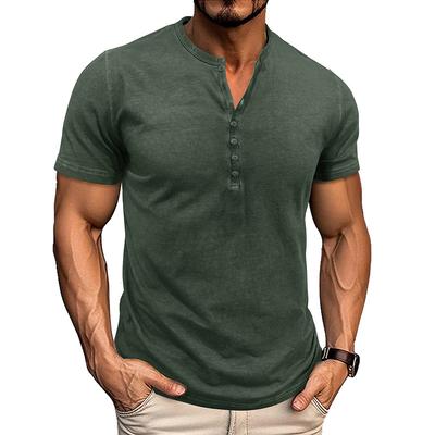 Kurzärmelige Henley-Shirts für Herren, Sommer-T-Shirts mit Knopfleiste, lässiges Basic-T-Shirt, einfarbige T-Shirts, weiche und bequeme Oberteile, klassische Passform, T-Shirt für Männer