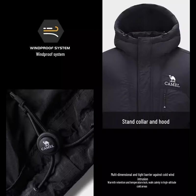 CAMEL Unisex 3A Antibacterial Waterproof Windproof Hooded Down Puffer Jacket