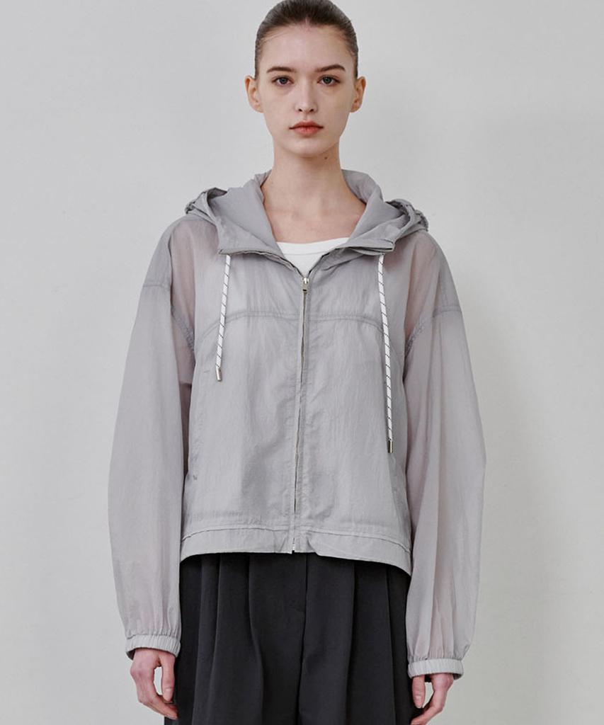 Maloupe 6316 Crop Hooded Lightweight Jumper (Grey)