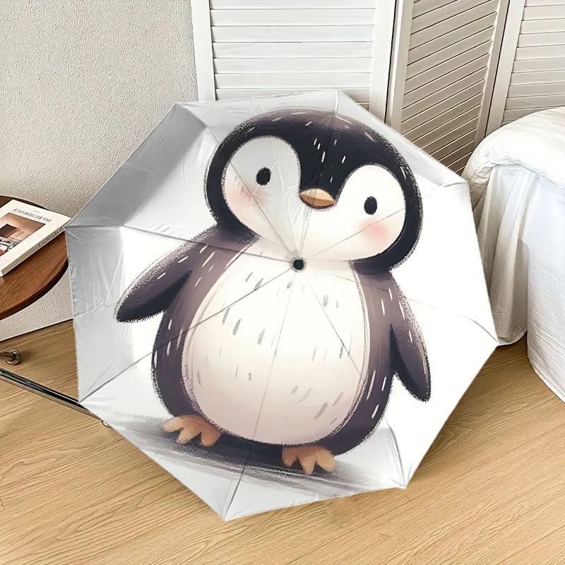 Entzückender Pinguin-Print-Regenschirm - Automatisches Öffnen & Schließen, Outdoor-Schutz, Reiseaccessoire, Leicht & Langlebig 145