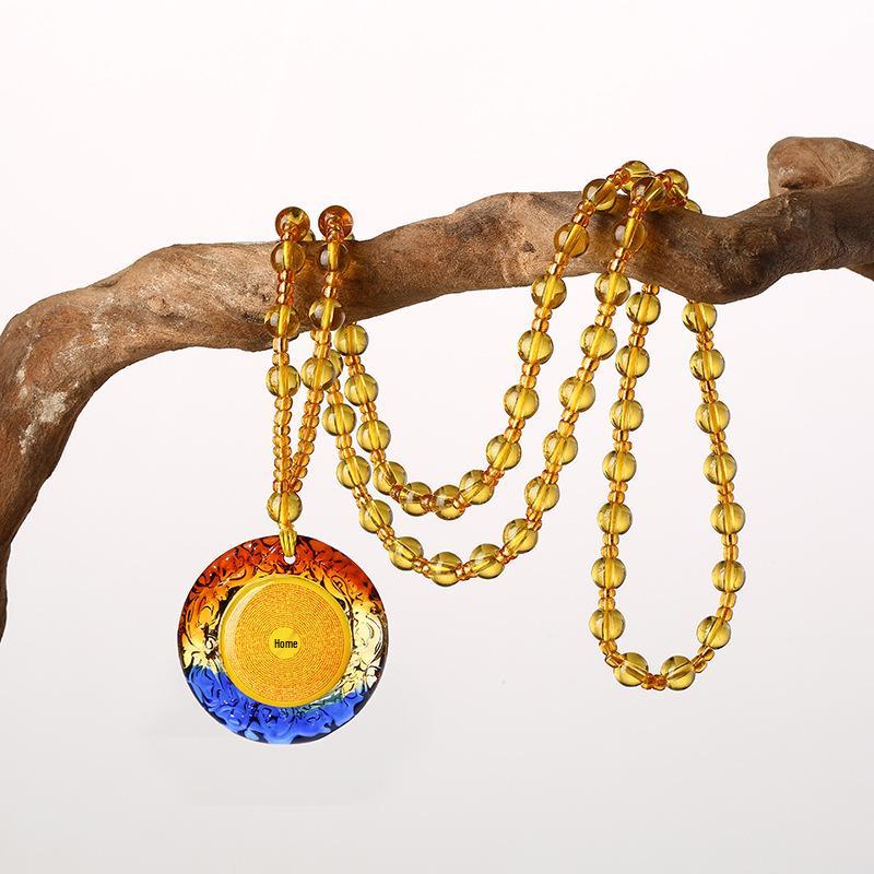 'Glazed Pendant Necklace with Shurangama and Six-Syllable Mantras'