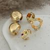 5Pcs Vintage Irregular Metal Large Circular Rings For Women Colorful Rhinestone Opening Rings Fashion Jewelry Accessories Gifts