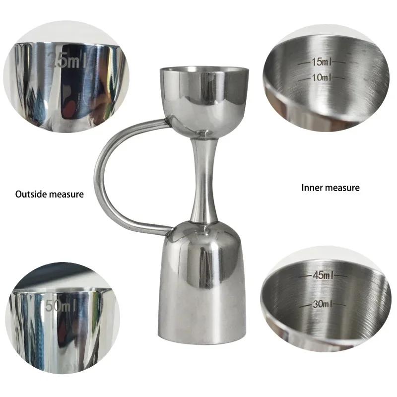 304 Stainless Steel Measuring Cup with Handle Steel Cocktail Jiggers Wine Dispenser Bartender Tools Bar Accessories