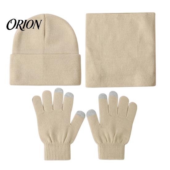 Thermal Cold Weather Accessories Winter Warm Three-piece Set, Knitted Hat, Scarf And Touch Screen Head Neck Hand Protection Gloves Essentials,