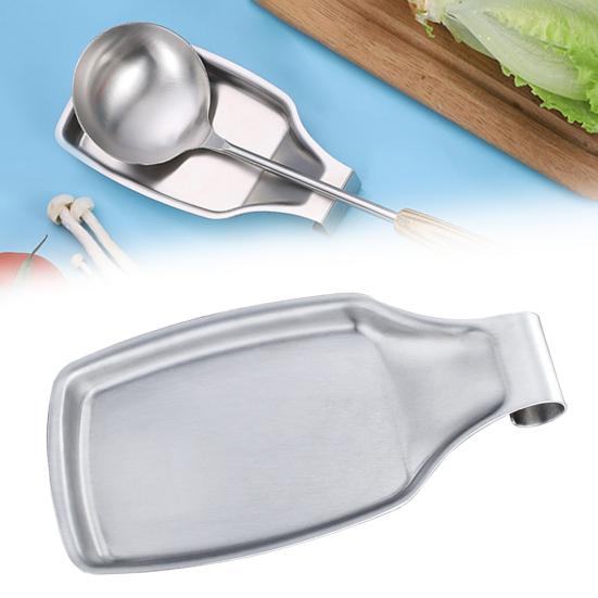 Stainless Steel Kitchen Spoon Rest Heat Resistant Utensil Spatula Holder Tray Sale Goods