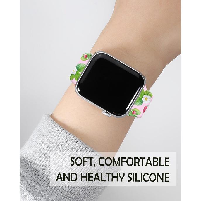 Sport Watch Bands Compatible with Apple Watch Band 38mm 40mm 41mm for Women Men, Adjustable Soft Silicone Replacement Smartwatch Wristband for iWatch