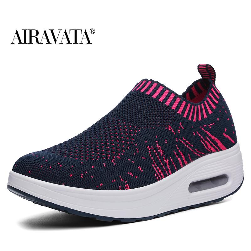 

Женские сетчатые дышащие кроссовки Shake, модные повседневные легкие туфли на танкетке для фитнеса на платформе 40 темно-синий