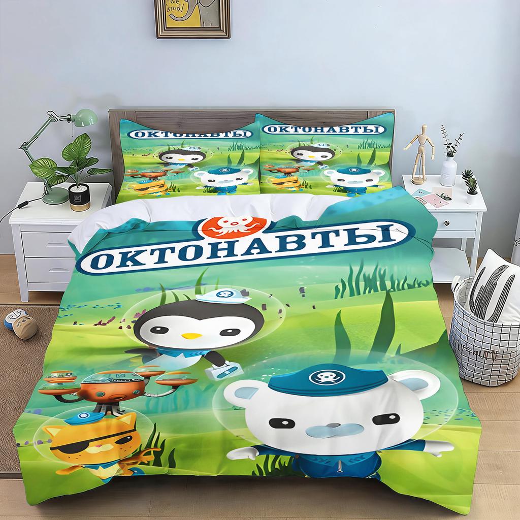 Octonauts Bedding Set Simba Anime and Cartoon 3D Children'S Duvet Cover Set King Size Bedroom Comforte Cute Printed