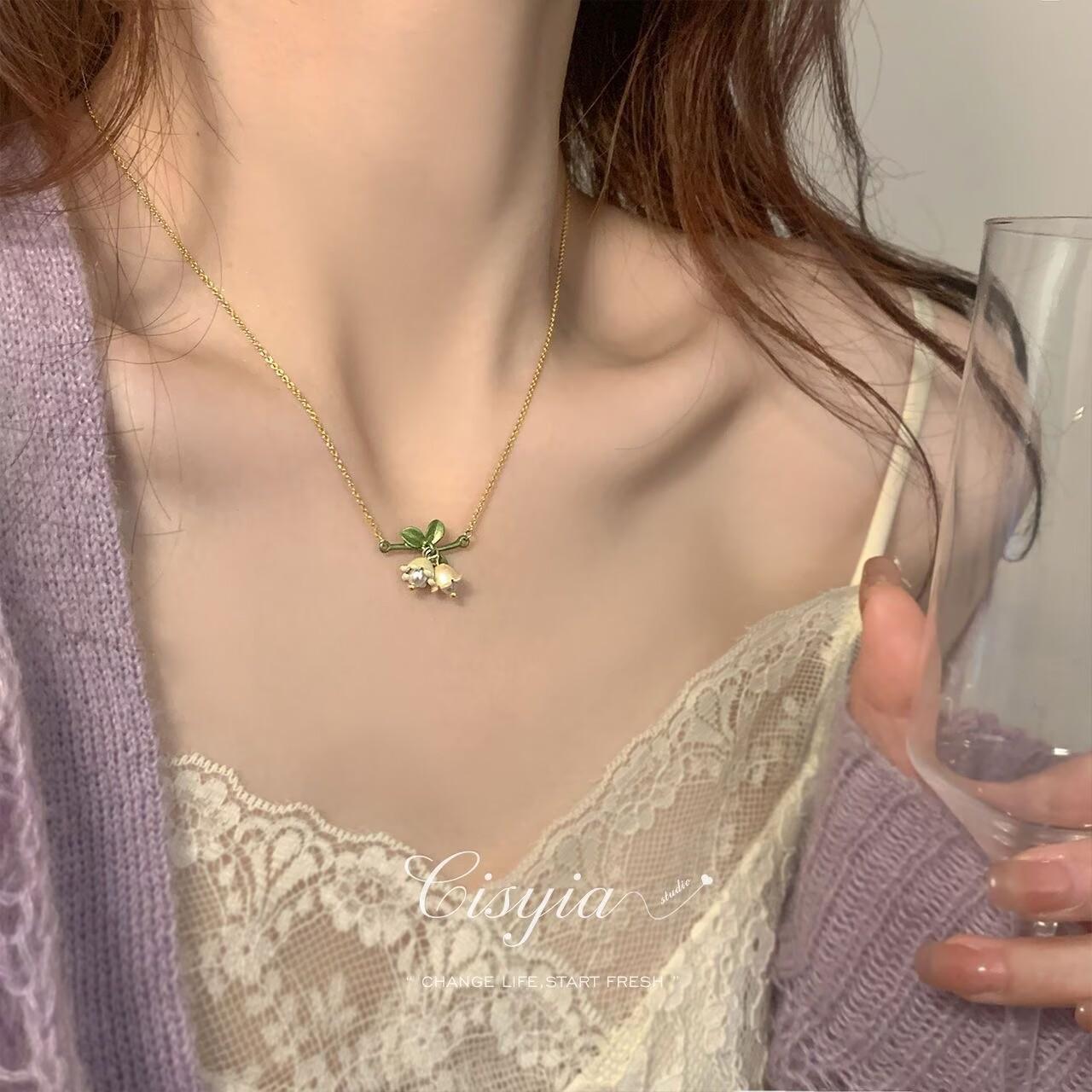 New Lily of the Valley bracelet women  imitation jade pendant niche temperament adjutable jade bracelet girl girlfriend gift