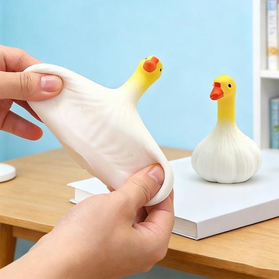 Stress Relief Garlic Duck Toy Squeeze Sensory Toy Soft Stretchy Duck Concentration Aid Hand Exercise Relaxation