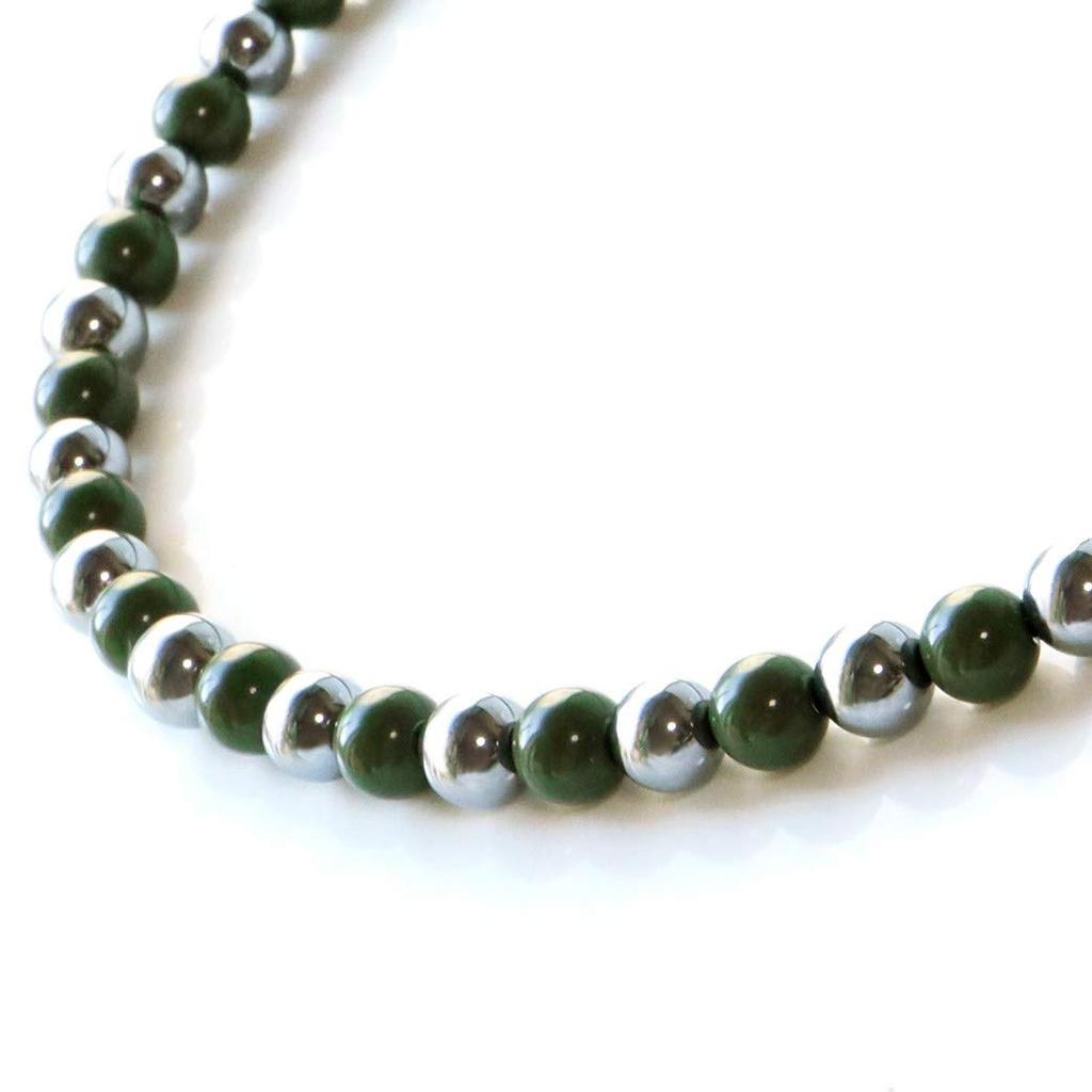 [GOLD STONE] Terahertz Green Beitou Stone Necklace, Genuine 6mm Green Hokutolite, 60cm Long