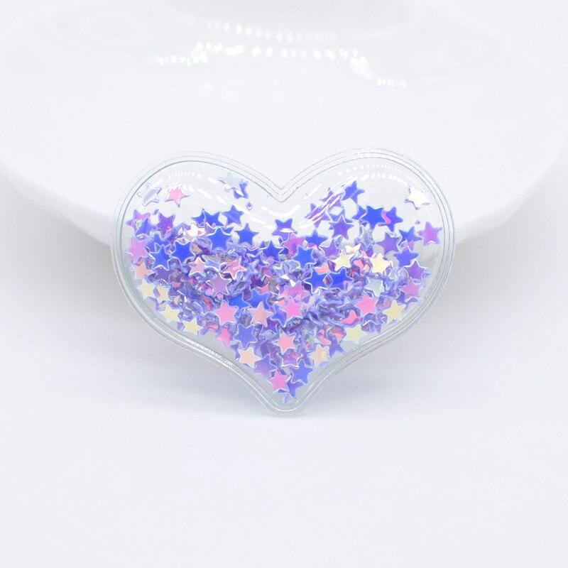 32 stk 38*30 mm Bling-hjerte gjennomsiktig plastfylling paljettapplikasjoner for DIY-hodeplagg Hårklemmer Sløyfetilbehør-lapper
