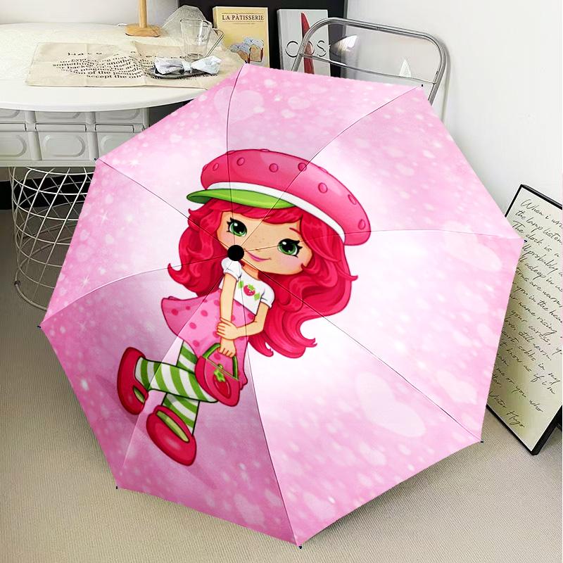 Straw-berry Friends Umbrella Folding umbrella, automatic umbrella 8-Frame for Travel, camping Use Gift for Halloween Christmas