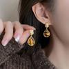 Vintage Brown Resin Tiger Eye Stone Dangle New Earrings for Women Fashion Silver Needle Earring Personality Melard Color Jewelry