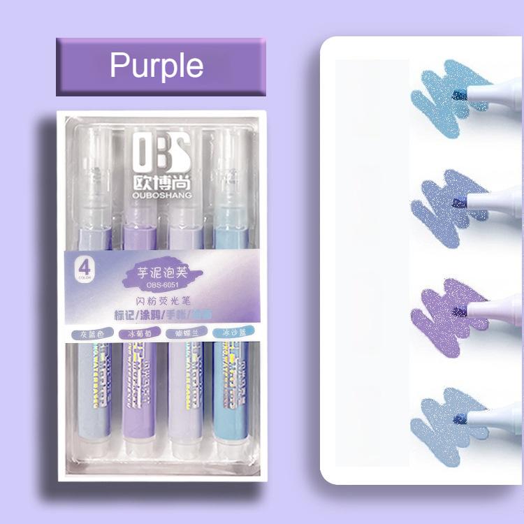 

Набор из 4 блестящих цветных ручек, сверкающие маркеры-выделители, кисть 4 мм для рисования, живописи, художественной школы, металлический блеск