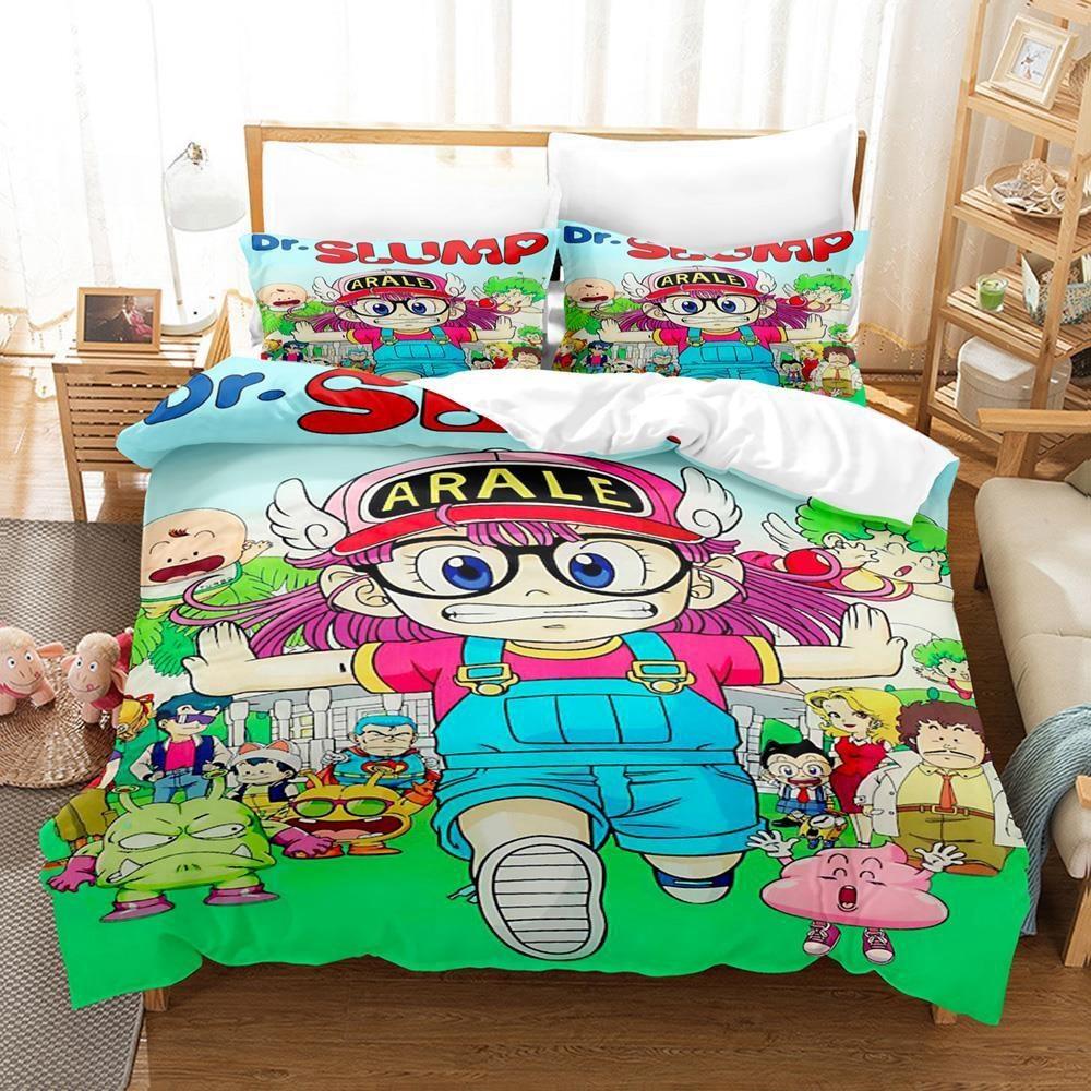 Fashion Cartoon DR S-Slump Arale Anime Bedding Set Sheet King Twin Double Child Bedding Set Mircofiber or Polyester Duvet Cover