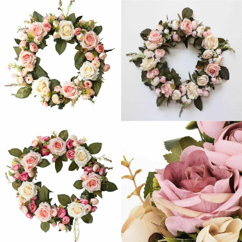 Exquisite Artificial Peony Rose Flower Hanging Door Garland Wreath For Parties