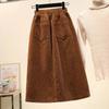 Women's Fall/Winter Thickened Plus Size Corduroy Skirt Loose-Fitting, Flattering High-Waisted Mid-Length A-Line Skirt