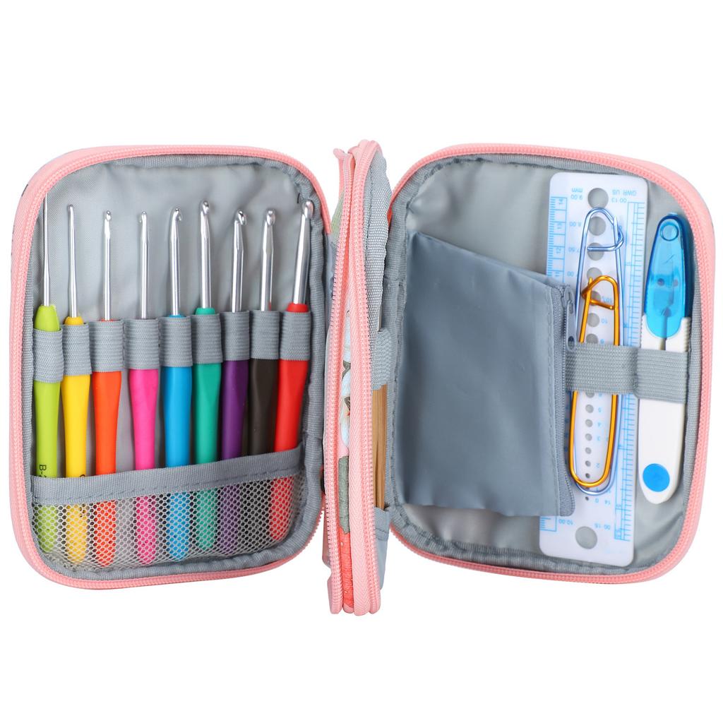 Crocheting Needle Colored TPR Soft Handle Knitting Crochet Set DIY Knitting AccessoriesPink