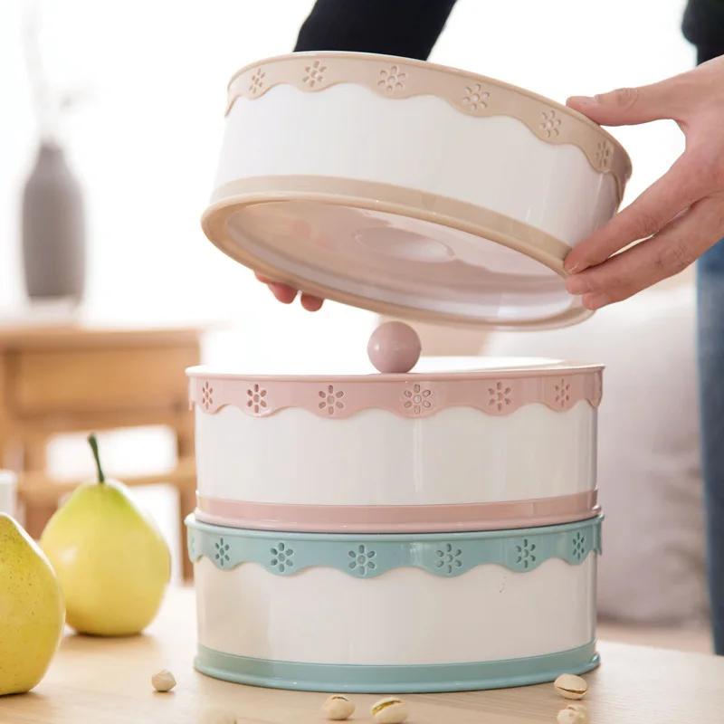Household Snacks Serving Tray with Lid Multi Sectional Snack Bowls Food Container Box for Storing Dried Fruit Nuts Candy Cookies