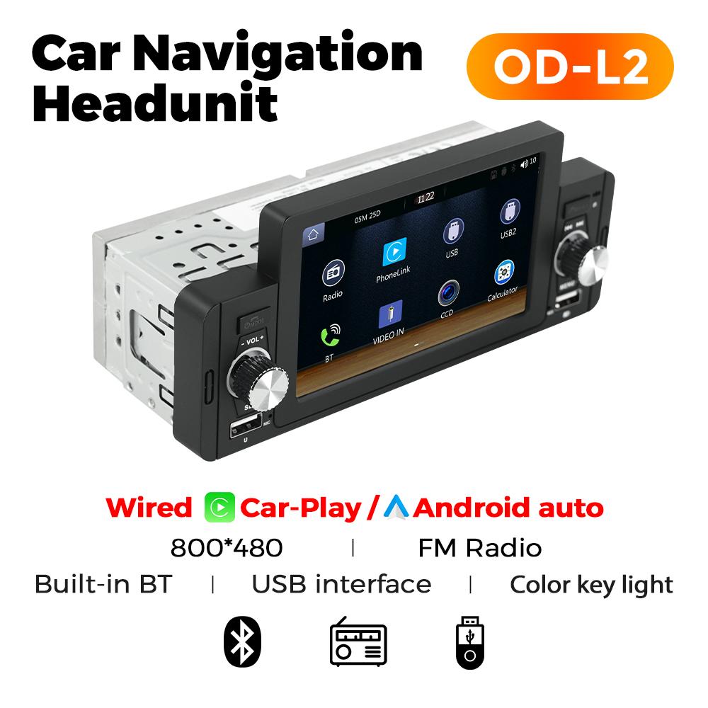 1Din 5inch Touch Screen Car Radio Multimedia Player Carplay Android Auto Display Navigation Mirrorlink  MP5 Rear View Camera