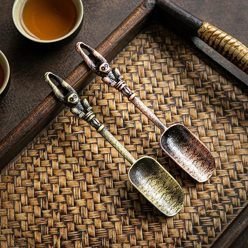 Vintage Alloy Teaspoon Household Food Measuring Tool Use To Take Tea-Leaves Ware Scoop Spatula Kung Fu Tea Ceremony Accessories